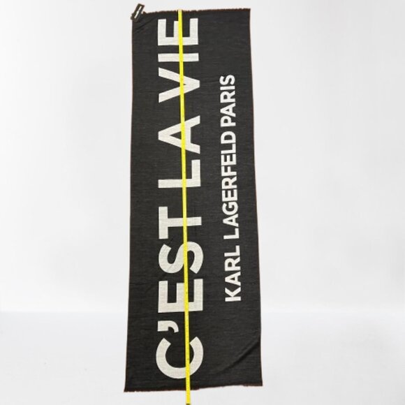 NEW Karl Lagerfeld C'est La Vie Logo Fringed Scarf- Oversized- Unisex - Picture 13 of 15